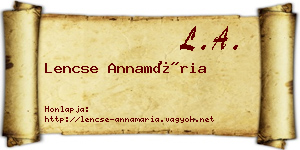 Lencse Annamária névjegykártya