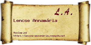 Lencse Annamária névjegykártya